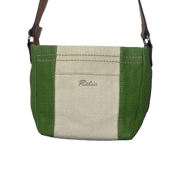 Vintage Y2K Relic Green Cream Mini Shoulder Crossbody Canvas Purse - Picture 15 of 15